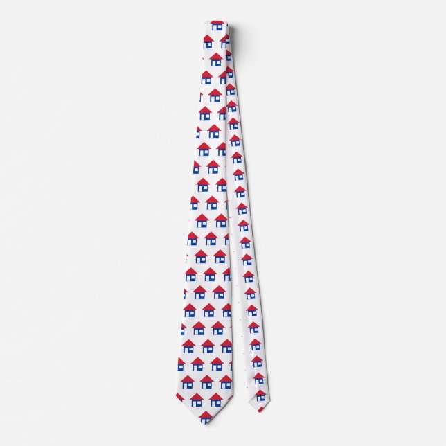 Realtor Red White Blue House Tie (Front)