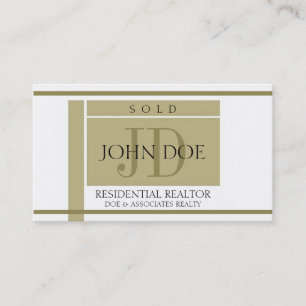 Realtor Sign Gold Stripes W/W Business Card