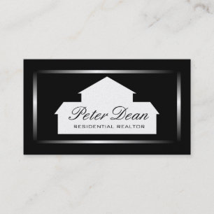 Realtor Silver Metal Metallic Border Business Card