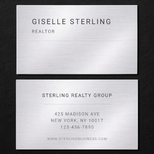 Realtor Silver Metallic Professional Business Card