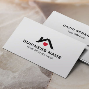 Realtor Simple House Heart Logo Real Estate Business Card
