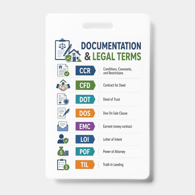 Realtor Study Aid, Real Estate Reference ID Badge (Front)