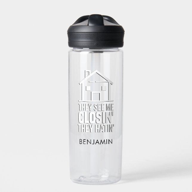 Realtor They See Me Closing Real Estate Agent Water Bottle (Front)