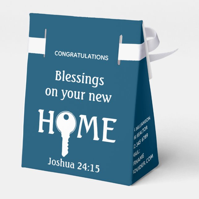 Realtor to Client NEW HOME Teal Closing Gift Favour Box (Back Side)