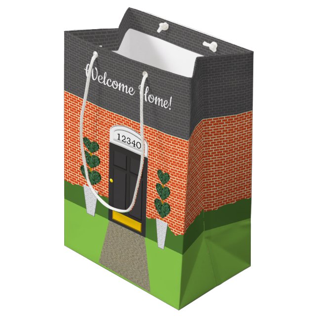 Realtor Welcome Home Brick New Home Gift Bag (Front Angled)
