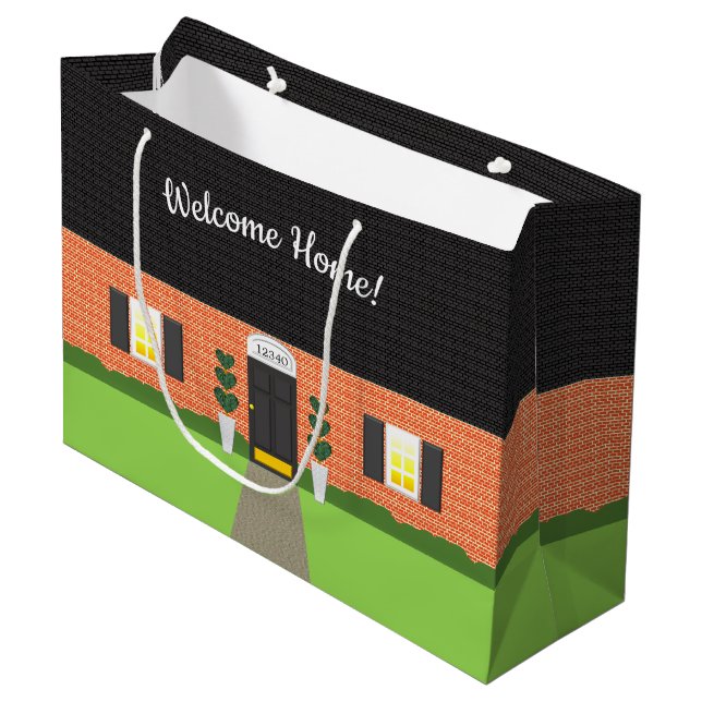Realtor Welcome Home Brick New Home Large Gift Bag (Front Angled)