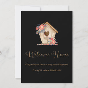 Realtor Welcome Home Personalised in Black Colour  Holiday Card