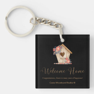 Realtor Welcome Home Personalised in Black Colour Key Ring
