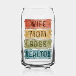 Realtor Wife Mum Boss Custom Business Name Can Glass