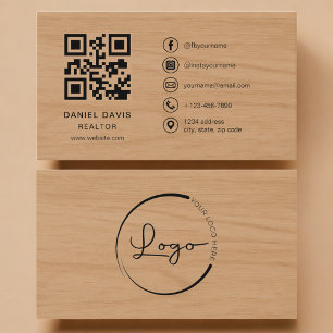 Realtor Wood Professional QR Code Business Card