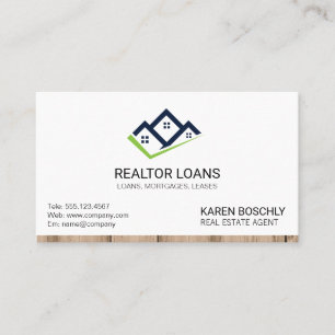 Realtor   Wood Trim Home Icon 2 Business Card