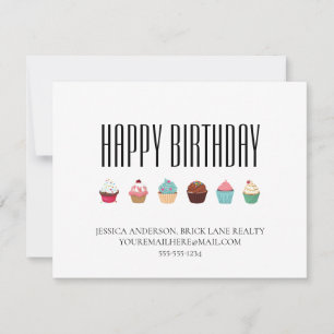 Realty Business Cupcake Happy Birthday Card