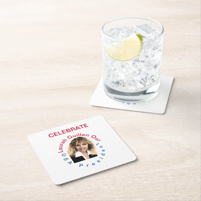 #REALUSAPRESIDENTLAURAHGUILLEN SQUARE PAPER COASTER (Insitu)