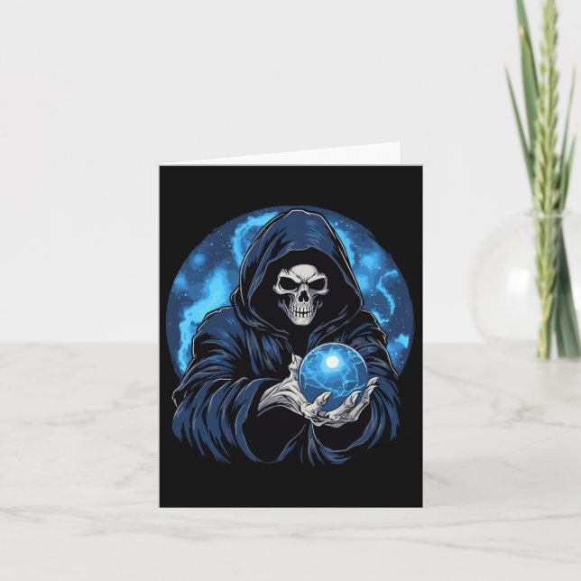 Reaper Death Skeleton Halloween  Card (Front)