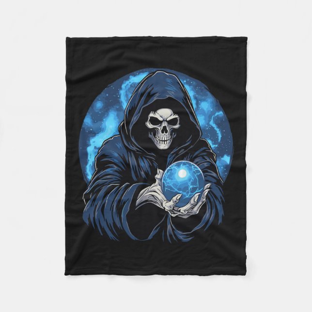 Reaper Death Skeleton Halloween  Fleece Blanket (Front)