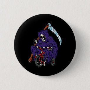 Reaper Riding Bicycle Halloween Spooky Skeleton Bo 6 Cm Round Badge