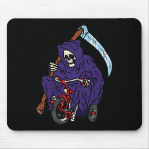 Reaper Riding Bicycle Halloween Spooky Skeleton Bo Mouse Mat