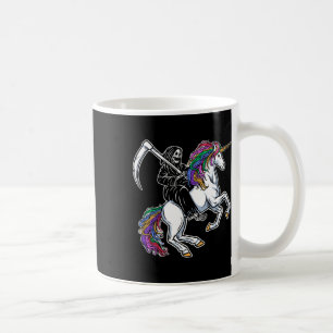 Reaper Riding Unicorn Rainbow Skeleton Halloween  Coffee Mug