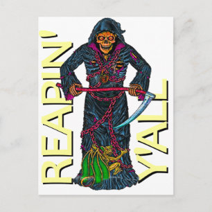 Reapin' Y'all Robed Skeleton Postcard