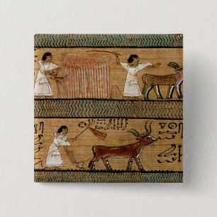 Reaping and ploughing, detail a depiction 15 cm square badge
