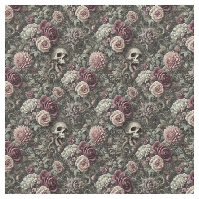 Reaping in the Roses – Gothic Dense Tile Fabric (Close Up)