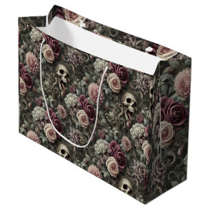 Reaping in the Roses – Gothic Floral Skull Large Gift Bag