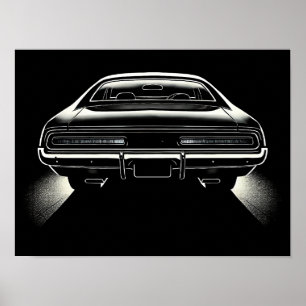 Rear Light Silence – Voidform Silhouette Car Art Poster