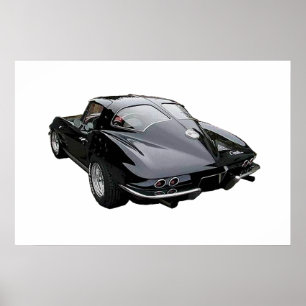 Rear view of 1963 Corvette Stingray Coupe poster