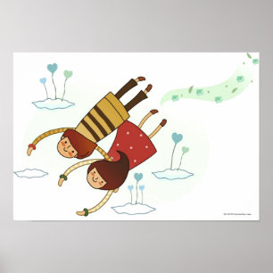 Rear view of a couple flying together poster