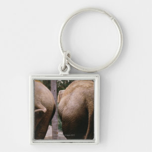 Rear view of Asian elephants Key Ring