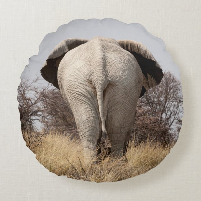 Rear view of elephant round cushion (Front)