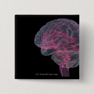 Rear view of the human brain 15 cm square badge