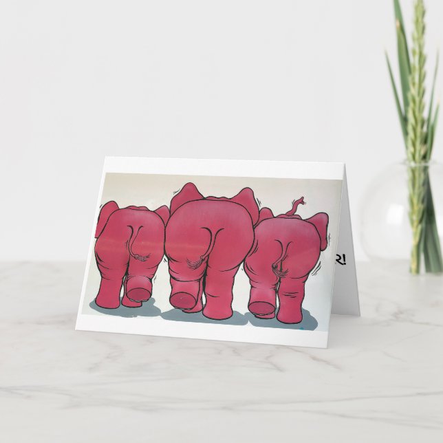 REARENDS OF ELEPHANTS=50th BIRTHDAY HUMOR Card (Front)