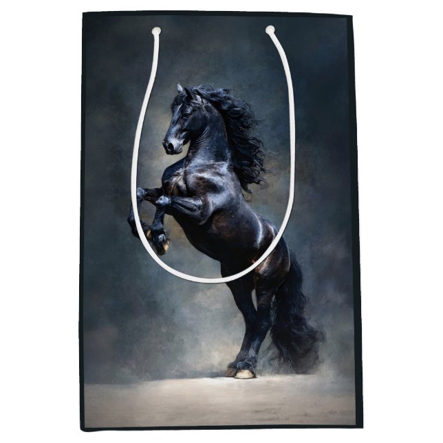 Rearing Black Horse Medium Gift Bag (Front)