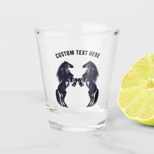 Rearing Black Horses Shot Glass Personalised Text