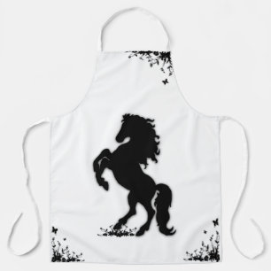 Rearing Black Stallion Apron