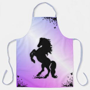 Rearing Black Stallion Apron
