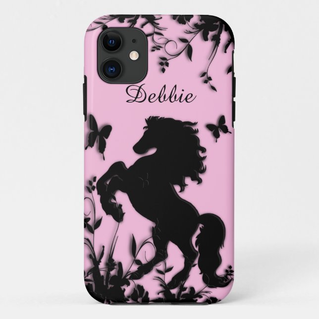Rearing Black Stallion / Horse Personalised Case-Mate iPhone Case (Back)