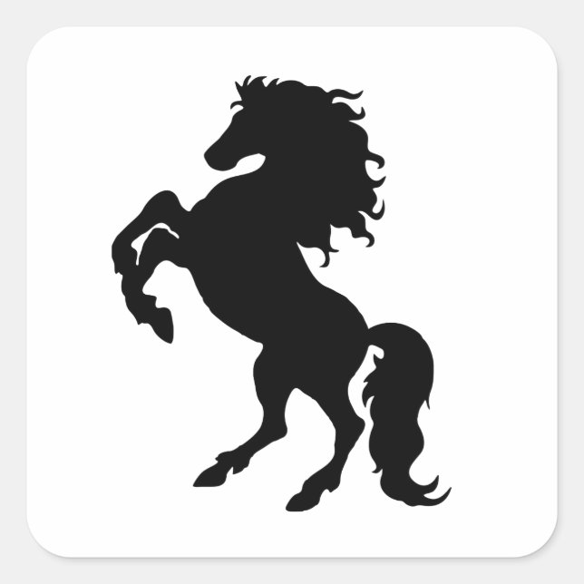 Rearing Black Stallion / Horse Square Sticker (Front)