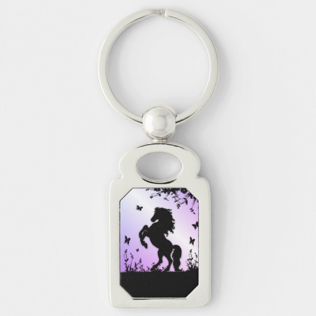 Rearing Black Stallion Key Ring (Front)