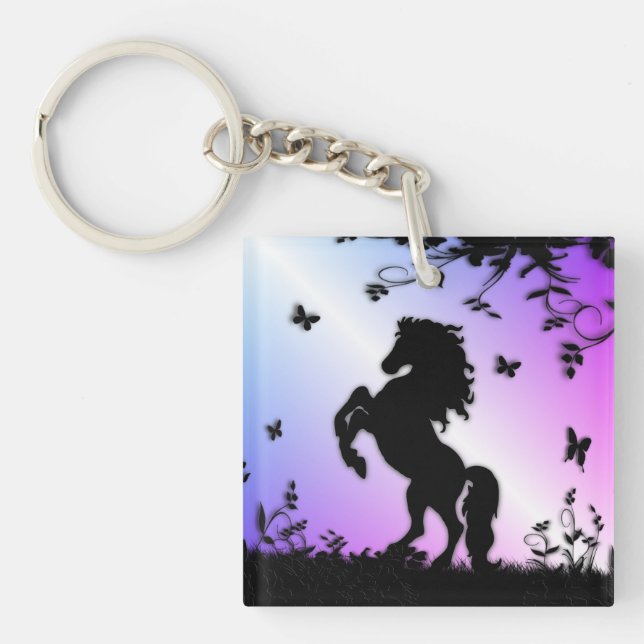 Rearing Black Stallion Key Ring (Front)