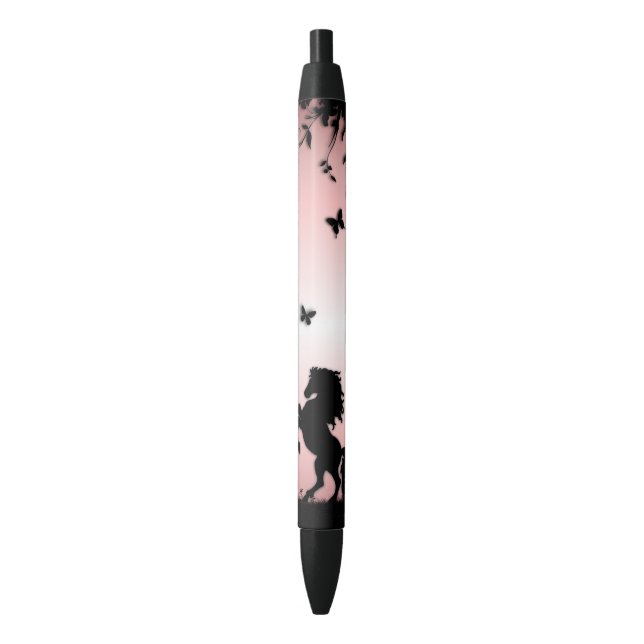 Rearing Black Stallion Pink Ink Pen (Front Vertical)