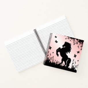 Rearing Black Stallion Pink Notebook