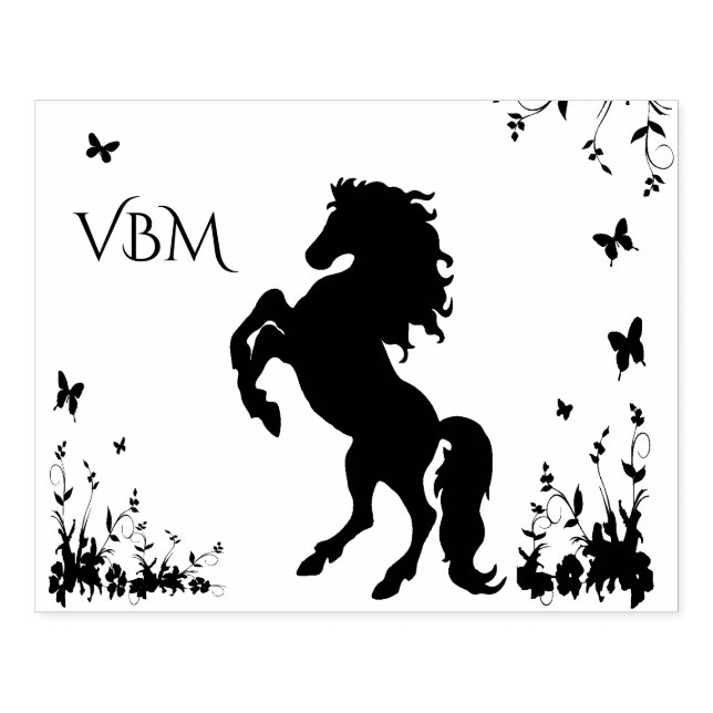 Rearing Black Stallion Rubber Stamp (Imprint)