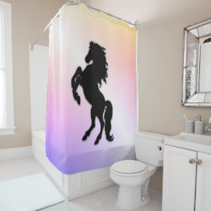 Rearing Black Stallion Shower Curtain