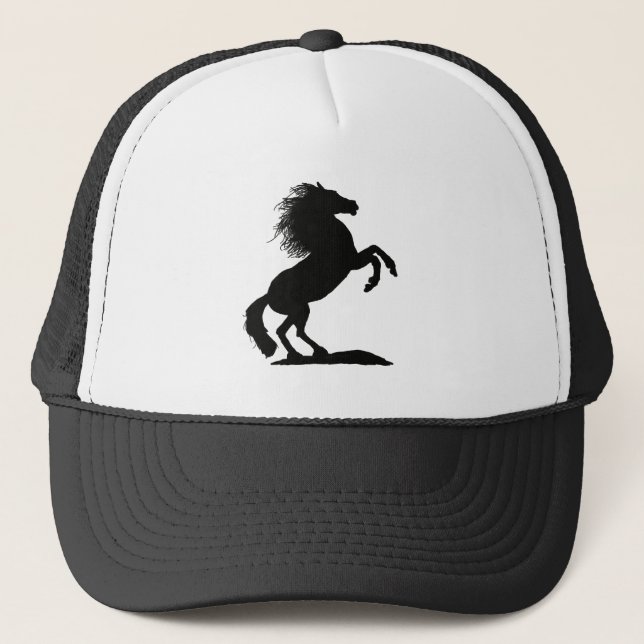 Rearing Black Stallion - Trucker Hat (Front)
