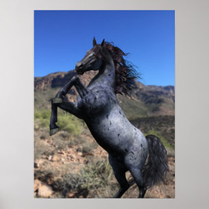 Rearing Blue Roan Horse in the Desert Art Print