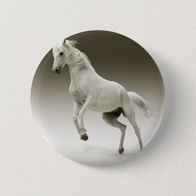 rearing horse 6 cm round badge (Front)