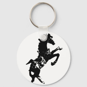 Rearing Horse Button Keychain