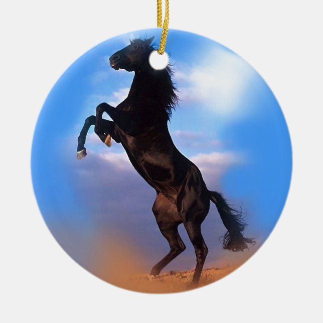 Rearing Horse Ceramic Tree Decoration (Front)